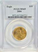 'Perfect' 2004 $10 Gold Eagle coin. PCGS MS69