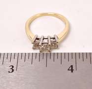 Captivating Three Stone Princess Diamond Ring in 14K Yellow Gold