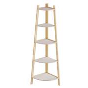 Corner Ladder Shelving Unit 5 Tier Leaning Bookcase