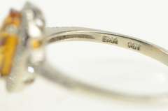 14K White Gold 2.05 Ctw Citrine Diamond Halo Engagement Ring