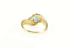 14K Yellow Gold London Blue Topaz Diamond Bypass Engagement Ring