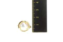 14K Yellow Gold Retro Mabe Pearl Diamond Accent Swirl Ring