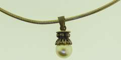 Vintage Sterling silver Collar Snake Chain With Drop pearl Pendant