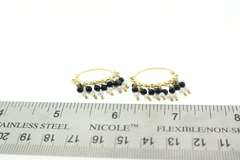 Tourmaline and Pearl Dangle Earrings in 18KT Yellow Gold.
