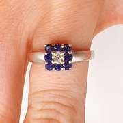 14kt Gold, Blue Sapphire, & Diamond Cocktail Ring