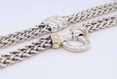 David Yurman 2 Tone Double Wheat Row Chain Necklace