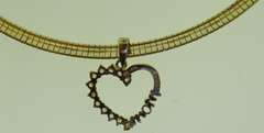 Italian Sterling Silver 4mm Omega Chain With Crystal Heart Pendant