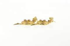 14K Yellow Gold Ornate Garnet Filigree Dangle Drop Statement Earrings