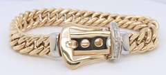 Incredible Two Tone Diamond Buckle Curb Link Bracelet