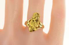 14K Yellow Gold Raw Textured Nugget Pebble 14k Cluster Ring