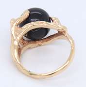 Handsome Yellow Gold Black Coral Abstract Ring