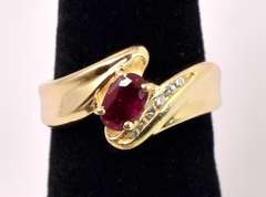 Ravishing Ruby and Diamond Ring in 14K Yellow Gold