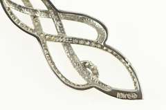 10K White Gold 0.30 Ctw Diamond Encrusted Wavy Loop Swirl Pendant