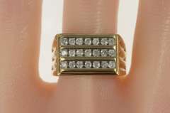 10K Yellow Gold 0.75 Ctw Diamond Squared Men's Statement Ring