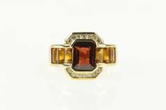14K Yellow Gold Emerald Garnet Diamond Halo Citrine Ring