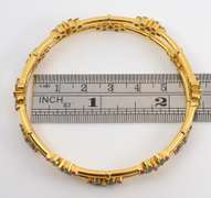 Exciting Pair of 21K Emerald & Ruby Bangles