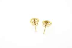 Diamond Peace Sign Earring Studs in 18KT Yellow Gold