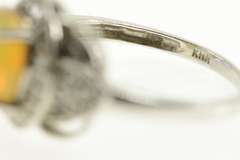 10K White Gold 2.02 Ctw Opal Diamond Halo Engagement Ring