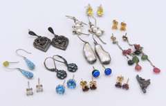 Group Lot of Vintage Sterling Silver Earrings