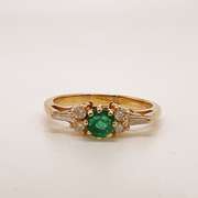 14kt Gold, Emerald, & Diamond Cocktail Ring