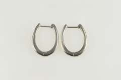 14K White Gold 0.38 Ctw Diamond Channel Inset Oval Hoop Earrings