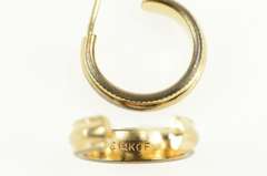 14K Yellow Gold Dot Trim Rounded Simple Huggies Hoop Earrings