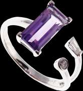 Radical Amethyst and Diamond 18k White Gold Ring