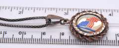 Vintage Sterling Silver American Flag Pendant on Chain