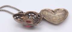 Vintage Sterling Silver Heart Shaped Locket Pendant on Chain