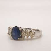 14kt Gold, Blue Sapphire, & Diamond Cocktail Ring