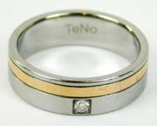 TeNo Stainless & Copper Diamond Band, Size 7.5