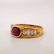 18kt Yellow Gold, Ruby, & Diamond Ring