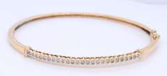 Dazzling Yellow Gold Champagne Bezel Set Diamond Bangle