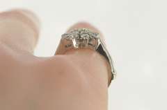 14K White Gold Round Floral Halo Wrap Wedding Band Guard Ring