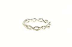 10K White Gold Pave Diamond Twist Design Stackable Band Ring