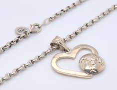 Vinatge Sterling Silver Mexico Heart Shaped Pendant on Chain