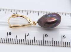 Handsome Yellow Gold Fresh Water Pearl Drop Earrings