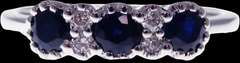 Gorgeous Sapphire Triple Set 18k White Gold Ring bordered with Diamonds
