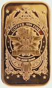 Front Walking Liberty of 1 oz .999 fine Copper Bars
