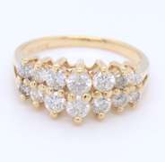 Amazing Yellow Gold Double Row Diamond Ring
