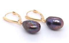 Handsome Yellow Gold Fresh Water Pearl Drop Earrings