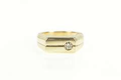 14K Yellow Gold 0.25 Ct Diamond Squared Grooved Wedding Ring