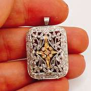 14kt Solid Gold & Diamond Pendant