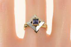14K Yellow Gold Princess Iolite Citrine Two Tone Spinner Ring
