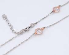 Sterling Silver Crystal Beads Chain Necklace
