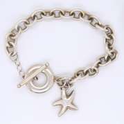 Vintage Sterling Silver Charm Bracelet w Toggle Clasp