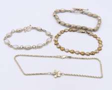 Group Lot of 4 Vintage Sterling Silver Bracelets