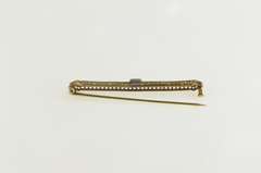 14K Yellow Gold Art Deco Amethyst Ornate Filigree Bar Pin/Brooch