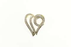 10K Yellow Gold Heart Diamond Inset Loop Love Symbol Pendant