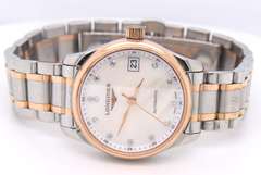 Longines Master Collection Automatic 25.5mm Two Tone Mop Diamond Dial Watch